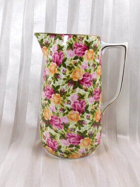 Pink and Yellow Floral Pitcher # 25863
